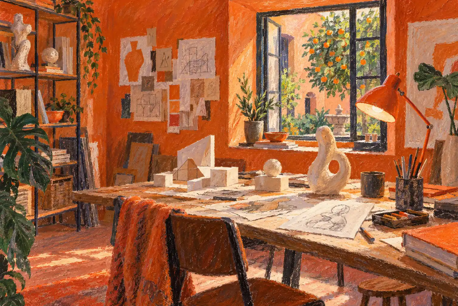Illustration of marketing and creative businesses and their working space